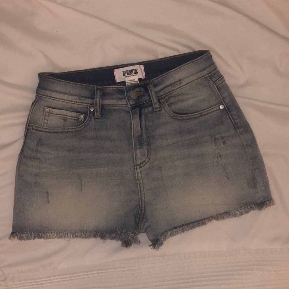 Pink Victoria’s Secret denim shorts